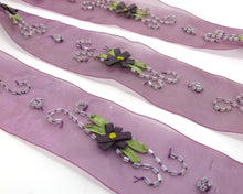 画像をギャラリービューアに読み込む, 1 1/2 Inches Embroidered Floral Chiffon Organza Ribbon Trim|Beaded Woven Floral Pattern|Unique|Special|Colorful|Craft Supplies DIY