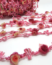 Load image into Gallery viewer, 2 Yards Woven Rococo Ribbon Trim with Rose Flower Buds|Decorative Floral Ribbon|Scrapbook Materials|Clothing|Decor|Craft Supplies
