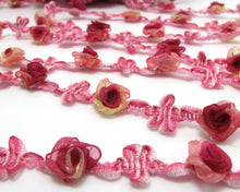 Charger l&#39;image dans la galerie, 2 Yards Woven Rococo Ribbon Trim with Rose Flower Buds|Decorative Floral Ribbon|Scrapbook Materials|Clothing|Decor|Craft Supplies