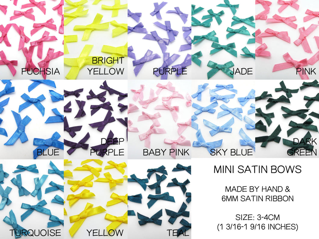 50 Pieces Satin Bows|Handmade|6mm Satin Ribbon|Embellishment|Hair Bows|Bow Applique|Headband Supplies|Packaging Bow|Decorative Bow|Scrapbook