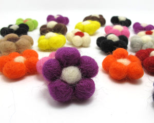 2 Pieces Wool Felted Five Petals Flowers|Garland Supplies|Wool Beads|Handmade|Craft Supplies|Baby Mobile Embellishment