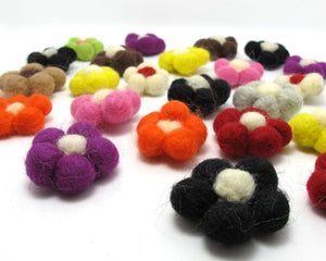 2 Pieces Wool Felted Five Petals Flowers|Garland Supplies|Wool Beads|Handmade|Craft Supplies|Baby Mobile Embellishment
