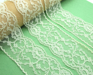 CLEARANCE|6 Yards 2 1/4 Inches Floral Ivory Lace Trim|Floral Embroidery Trim|Bridal Supplies|Handmade Supplies|Sewing Trim|Scrapbooking