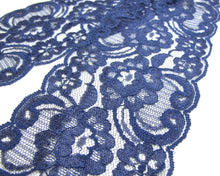 Charger l&#39;image dans la galerie, 3 3/8 Inches Navy Lace Trim|Handmade Supplies|Sewing Trim|Scrapbooking Decor|Embellishment|Embroidery Doll Lace|Clothing Lace