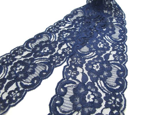 3 3/8 Inches Navy Lace Trim|Handmade Supplies|Sewing Trim|Scrapbooking Decor|Embellishment|Embroidery Doll Lace|Clothing Lace