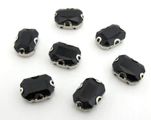 画像をギャラリービューアに読み込む, 10 Pieces 10x14mm Octagon Black Sew On Rhinestones|Glass Stones|Metal Claw Clasp|4 Hole Silver Setting|Bead Jewelry Supplies Decoration