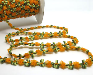 2 Yards Orange Ombre Beanie Shape Color Woven Rococo Ribbon Trim|Decorative Floral Ribbon|Scrapbook Materials|Decor|Craft Supplies
