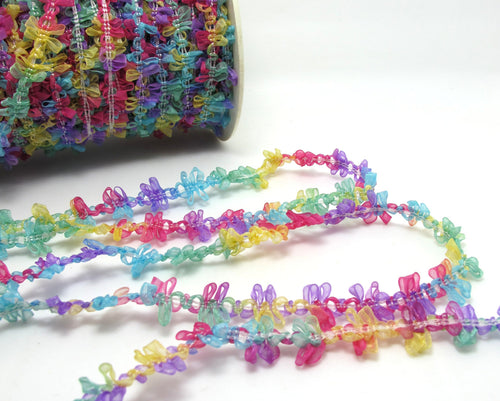 2 Yards Rainbow Ombre Chiffon Woven Rococo Ribbon Trim|Decorative Floral Ribbon|Scrapbook Materials|Decor|Craft Supplies