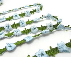 2 Yards Blue Beanie Shape Color Woven Rococo Ribbon Trim|Decorative Floral Ribbon|Scrapbook Materials|Decor|Craft Supplies