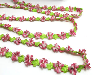 2 Yards Fuchsia Ombre Beanie Shape Color Woven Rococo Ribbon Trim|Decorative Floral Ribbon|Scrapbook Materials|Decor|Craft Supplies