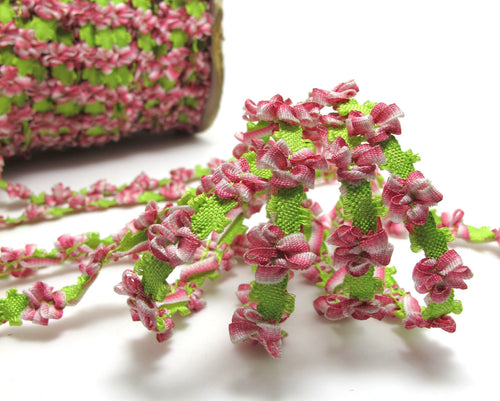 2 Yards Fuchsia Ombre Beanie Shape Color Woven Rococo Ribbon Trim|Decorative Floral Ribbon|Scrapbook Materials|Decor|Craft Supplies