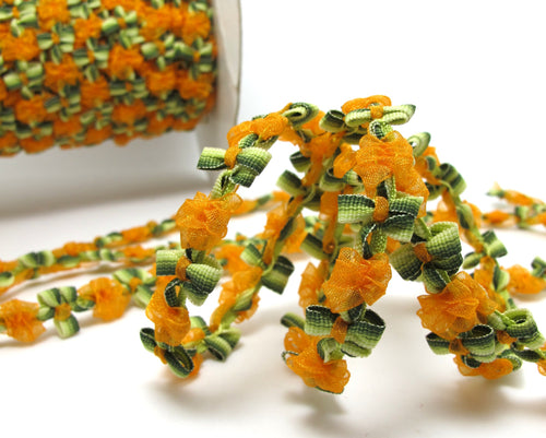 2 Yards Orange Ombre Beanie Shape Color Woven Rococo Ribbon Trim|Decorative Floral Ribbon|Scrapbook Materials|Decor|Craft Supplies