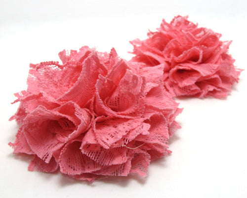3 15/16 Inches Pleated Lace Flower|Fuchsia Pink Lace Flower Applique|Hair Supplies|Decorative Flower|Scrapbook Embellishment