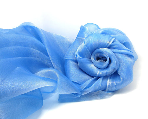 1 Yard 57 Inches Organza Fabric|Blue|Shiny Sparkle Decorative Fabric|Event Home Decor