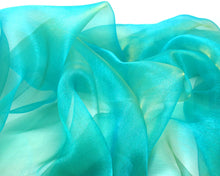Load image into Gallery viewer, 1 Yard 57 Inches Organza Fabric|Turquoise/Yellow|Shiny Sparkle Decorative Fabric|Event Home Decor