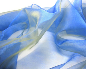 1 Yard 57 Inches Organza Fabric|Blue/Yellow|Shiny Sparkle Decorative Fabric|Event Home Decor