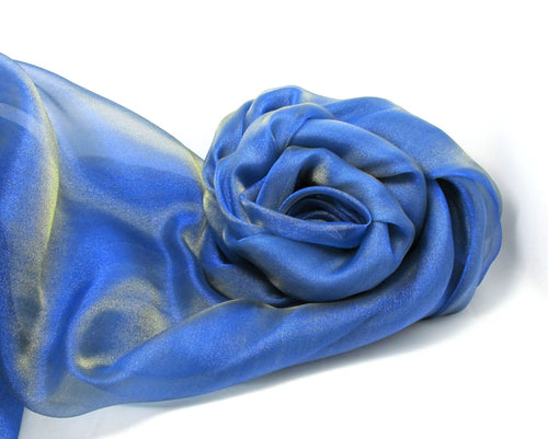 1 Yard 57 Inches Organza Fabric|Blue/Yellow|Shiny Sparkle Decorative Fabric|Event Home Decor