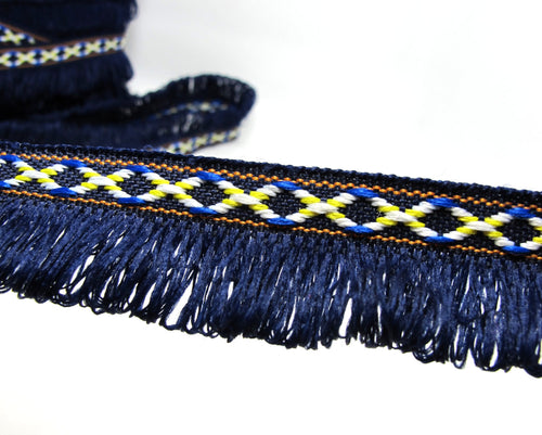 2 Yards 1 1/8 Inches Navy Woven Fringe Ribbon|Home Decor|Handmade Work Supplies|Decorative Embellishment Trim