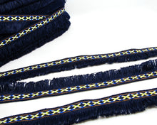 画像をギャラリービューアに読み込む, 2 Yards 1 1/8 Inches Navy Woven Fringe Ribbon|Home Decor|Handmade Work Supplies|Decorative Embellishment Trim