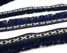 画像をギャラリービューアに読み込む, 2 Yards 1 1/8 Inches Navy Woven Fringe Ribbon|Home Decor|Handmade Work Supplies|Decorative Embellishment Trim