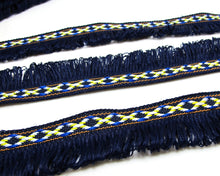 Charger l&#39;image dans la galerie, 2 Yards 1 1/8 Inches Navy Woven Fringe Ribbon|Home Decor|Handmade Work Supplies|Decorative Embellishment Trim