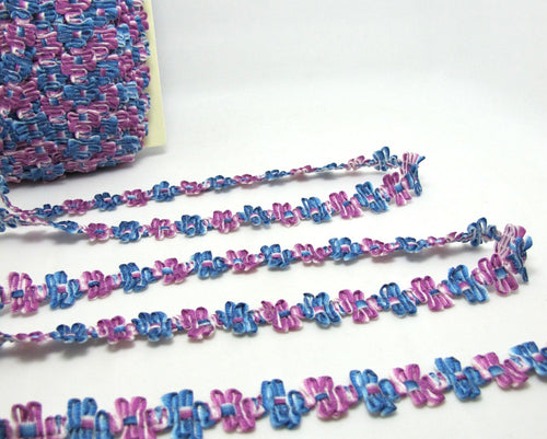 2 Yards Woven Rococo Ribbon Trim|Purple and Blue|Decorative Floral Ribbon|Scrapbook Materials|Clothing|Decor|Craft Supplies