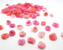 Load image into Gallery viewer, 30 Pieces Chiffon Rose Flower Buds|Mix Pink Ombre|Flower Applique|Fabric Flower|Baby Doll|Craft Bow|Accessories Making