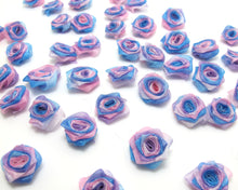 Charger l&#39;image dans la galerie, 30 Pieces Large Chiffon Rose Flower Buds|Ombre Color|Blue|Purple|Flower Applique|Fabric Flower|Baby Doll|Craft Bow|Accessories Making