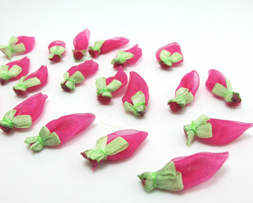 30 Pieces Fuchsia Flower Bud|Chiffon|Handmade|Flower Supplies|Craft Supplies|Decorative Embellishment|DIY Floral Accessory