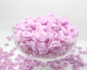 30 Pieces Chiffon Rose Flower Buds|Purple|Flower Applique|Fabric Flower|Baby Doll|Craft Bow|Accessories Making