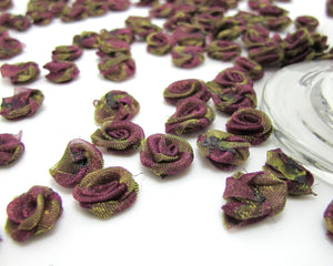 30 Pieces Chiffon Rose Flower Buds|Ombre Color|Purple|Flower Applique|Fabric Flower|Baby Doll|Craft Bow|Accessories Making