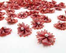 画像をギャラリービューアに読み込む, 30 Pieces 9/16 Inch (15mm) Ombre Ribbon Flower with bead|Flower Applique|Ombre Roses|Quilting|Rose Motif|Embroidery Motif|Handmade