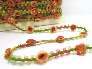 2 Yards Brown Woven Rococo Ribbon Trim|Decorative Floral Ribbon|Scrapbook Materials|Clothing|Decor|Craft Supplies