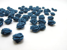 Charger l&#39;image dans la galerie, 30 Pieces 10mm Tiny Satin Rose Flower Buds|Navy|Flower Applique|Fabric Flower|Baby Doll|Craft Bow|Accessories Making