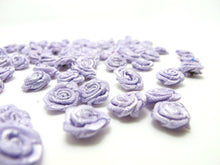 Charger l&#39;image dans la galerie, 30 Pieces 10mm Tiny Satin Rose Flower Buds|Purple|Flower Applique|Fabric Flower|Baby Doll|Craft Bow|Accessories Making