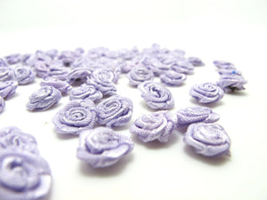30 Pieces 10mm Tiny Satin Rose Flower Buds|Purple|Flower Applique|Fabric Flower|Baby Doll|Craft Bow|Accessories Making