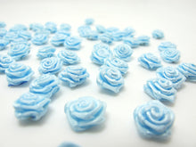 Load image into Gallery viewer, 30 Pieces 10mm Tiny Satin Rose Flower Buds|Blue|Flower Applique|Fabric Flower|Baby Doll|Craft Bow|Accessories Making