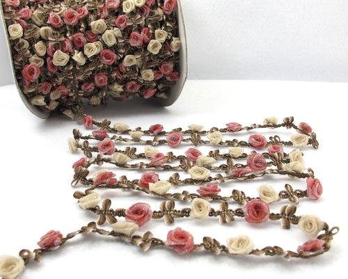 2 Yards Brown Woven Rococo Ribbon Trim|Decorative Floral Ribbon|Scrapbook Materials|Clothing|Decor|Craft Supplies