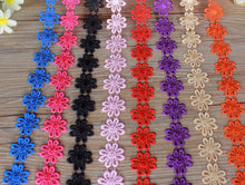 画像をギャラリービューアに読み込む, 5 Yards 1 Inch Flower Lace|Daisy Floral Colorful Lace Trim|MultiColored|Bridal Wedding Materials|Clothing Ribbon|Hairband|Accessories DIY