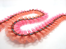 画像をギャラリービューアに読み込む, 1 5/8 Inch Pink Pleated Printed Ombre Polyester Ribbon with Rosette Trim|Headband Supplies|Hair Embellishment|Decorative Trim|Supplies