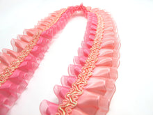 Load image into Gallery viewer, 1 5/8 Inch Pink Pleated Printed Polyester Ribbon with Rosette Trim|Headband Supplies|Hair Embellishment|Decorative Trim|Supplies