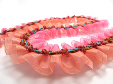 画像をギャラリービューアに読み込む, 1 5/8 Inch Pink Pleated Printed Ombre Polyester Ribbon with Rosette Trim|Headband Supplies|Hair Embellishment|Decorative Trim|Supplies