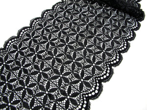 6 11/16 Inches Elastic Stretchy Black Extra Wide Lace|Embroidered Lace Trim|Material|Clothing Ribbon|Hairband|Accessories DIY