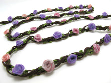 Charger l&#39;image dans la galerie, Braided Niva Rococo Trim with Faux Suede Leather|Braided Twine|Twisted Cord|Headband Trim|Vine Trim|Floral Decorative Ribbon