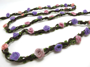 Braided Niva Rococo Trim with Faux Suede Leather|Braided Twine|Twisted Cord|Headband Trim|Vine Trim|Floral Decorative Ribbon