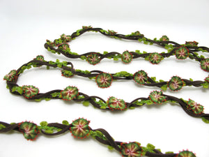 Braided Niva Rococo Trim with Faux Suede Leather|Braided Twine|Twisted Cord|Headband Trim|Vine Trim|Floral Decorative Ribbon