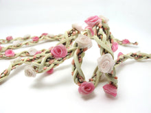 Charger l&#39;image dans la galerie, Braided Niva Rococo Trim with Faux Suede Leather|Braided Twine|Twisted Cord|Headband Trim|Vine Trim|Floral Decorative Ribbon