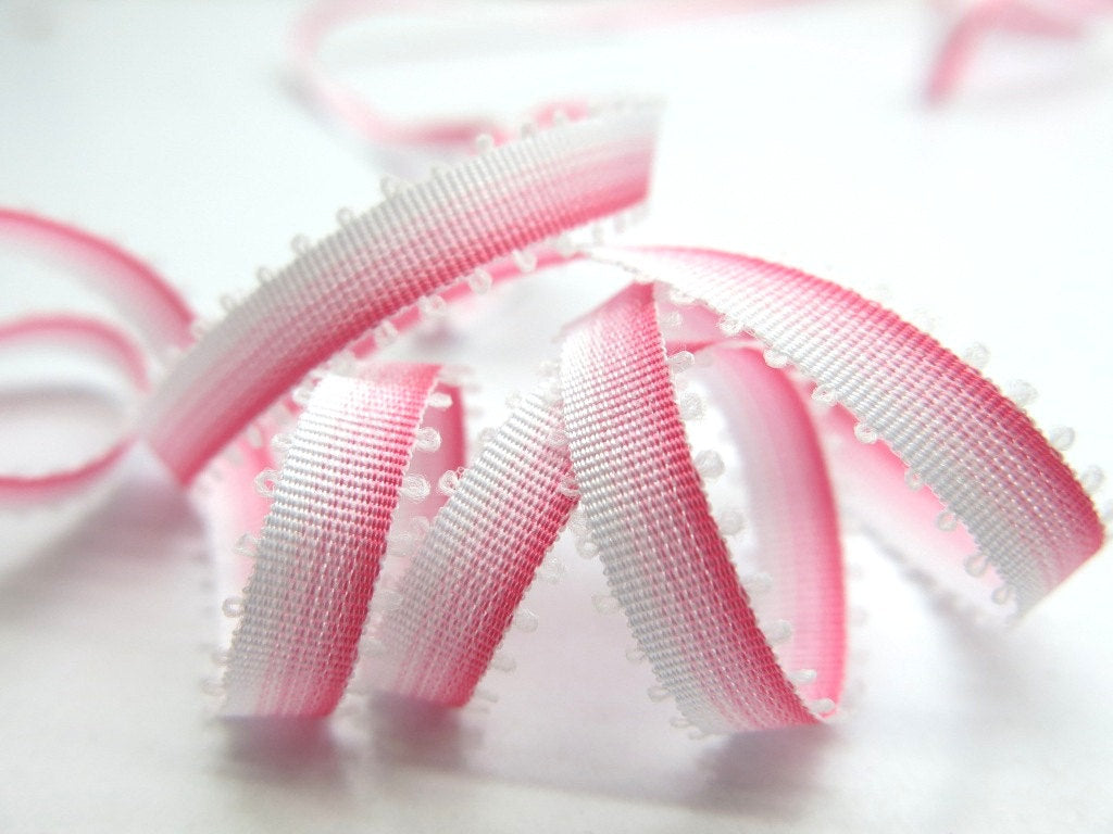 10 Yards 5mm Ombre Ribbon Trim|Picot Edge|Pink Narrow|Polyester|Doll Trim|Embellishment|Bow Flower Supplies