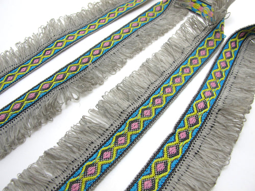 2 Yards 1 5/16 Inches Grey Woven Fringe Ribbon|Home Decor|Handmade Work Supplies|Decorative Embellishment Trim