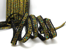 画像をギャラリービューアに読み込む, 3 Yards 3/8 Inch Black and Gold Glittery Gimp Braided Trim|Woven Trim|French Gimp Braided|Scroll Braid Trim|Decorative Embellishment Trim